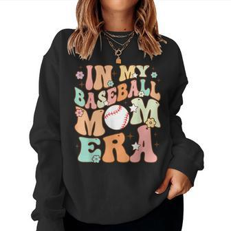 Retro Groovy Mom Baseball Cute In My Baseball Mom Era Women Sweatshirt | Mazezy AU