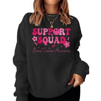 Retro Groovy Support Squad Breast Cancer Awareness Women Sweatshirt | Mazezy