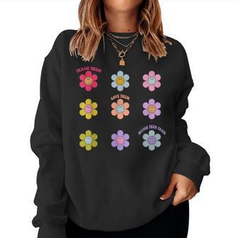 Retro Hippie Floral Flower 70S Asthetic Groovy Teacher Women Sweatshirt - Monsterry DE