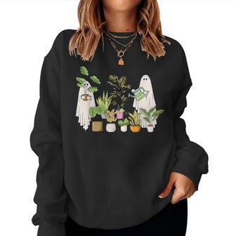 Retro Lady Gardener Ghost Plants Lover Halloween Women Sweatshirt | Mazezy
