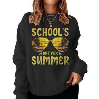 Retro Last Day Of Schools Out For Summer Teacher Boys Girls Women Sweatshirt | Mazezy