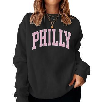 Retro Philly Pink Text Philadelphia Vintage Throwback Women Sweatshirt - Thegiftio UK