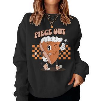 Retro Pumpkin Pie Piece Out Peace Thanksgiving Fall Women Sweatshirt - Monsterry