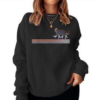 Retro Roller Skating Cat Derby Skater Girl Roller Disco Women Sweatshirt - Monsterry UK