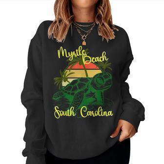 Retro Sunset South Carolina Myrtle Beach Sea Turtle Women Sweatshirt | Mazezy