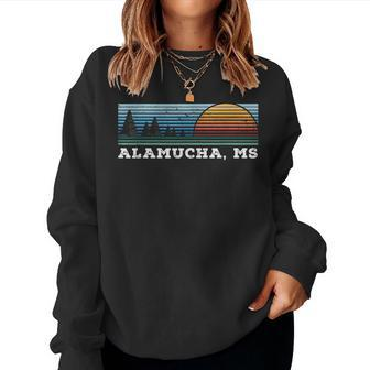 Retro Sunset Stripes Alamucha Mississippi Women Sweatshirt | Mazezy