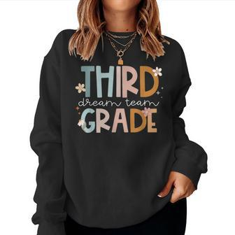 Retro Third Grade Dream Team Groovy Teacher Back To School Women Sweatshirt | Mazezy