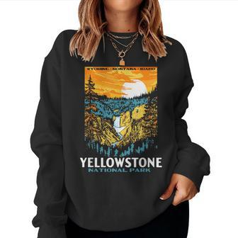 Retro Yellowstone National Park Wpa Style Lower Falls Women Sweatshirt - Thegiftio UK