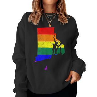 Rhode Island Lgbt Rainbow Gay Pride Flag Women Sweatshirt | Mazezy