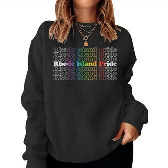 Rhode Island Pride Rainbow Vintage Inspired Striped Lgbt Women Sweatshirt | Mazezy