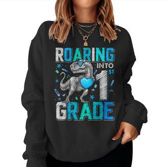 Roaring Into 1St Grade Dinosaur T Rex Back To School Boys Women Sweatshirt | Mazezy