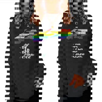 Rock Paper Scissors Lesbian Pride Lgbtq Rainbow Pride Women Sweatshirt | Mazezy