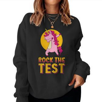 Rock The Test T School Professor Teacher Joke Fun Women Sweatshirt | Mazezy