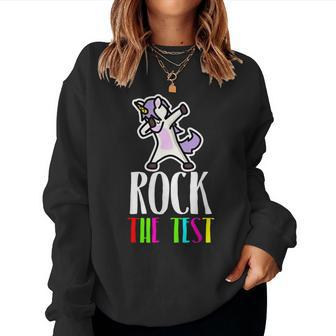 Rock The Test T School Professor Teacher Joke Women Sweatshirt | Mazezy