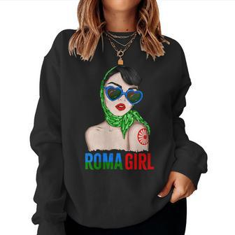 Roma Traveller Girl Romani Flag Proud Womens Women Sweatshirt | Mazezy