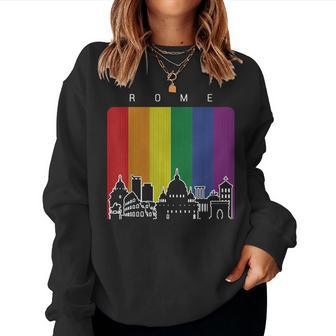 Rome Italy Gay Pride Rainbow Flag Women Sweatshirt | Mazezy