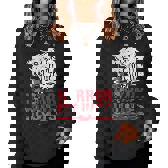 I Run On Coffee And Horror Movies Halloween Blood Ghoul For Coffee Lovers Women Sweatshirt | Mazezy