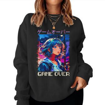 Sad Anime Girl Gamer Indie Aesthetic Japanese Vaporwave Women Sweatshirt - Thegiftio UK