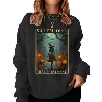 Salem 1692 They Missed One Halloween Witch Trials Women Sweatshirt - Seseable