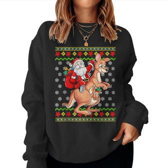 Santa Claus Kangaroo Australia Australian Aussie Christmas Women Sweatshirt | Mazezy