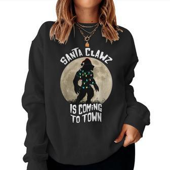 Santa Clawz Is Coming To Town Werewolf Christmas Lights Christmas Women Sweatshirt | Mazezy AU
