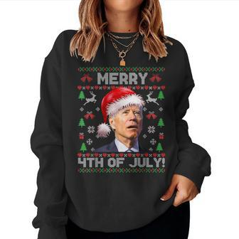 Santa Joe Biden Merry 4Th Of July Ugly Christmas Sweater Women Sweatshirt | Mazezy DE