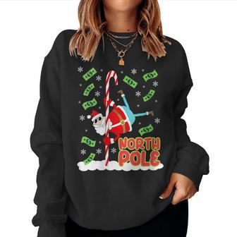 Santa North Pole Dancing Ugly Christmas Sweater Women Sweatshirt - Monsterry