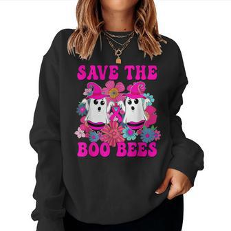 Save The Boo Bees Breast Cancer Halloween Pink Ribbon Women Sweatshirt - Monsterry CA