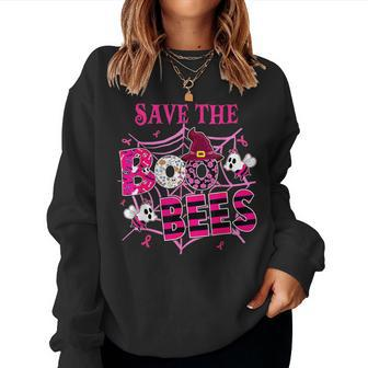 Save The Boobees Boo Bees Breast Cancer Halloween Women Sweatshirt - Seseable