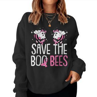 Save The Breast Cancer Awareness Boo Bees Halloween Women Sweatshirt | Mazezy