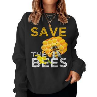 Savethe Bees Keeper Climatechange Flowers And Bees Themes Women Crewneck Graphic Sweatshirt - Seseable