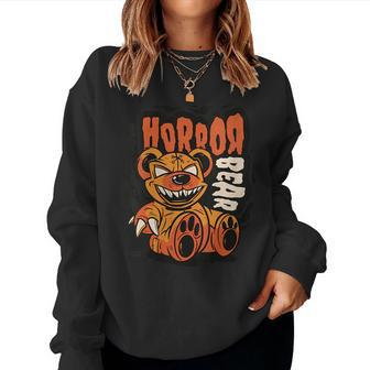Scary Horror Bear Teddy Toy Halloween Spooky Costume Women Sweatshirt | Mazezy
