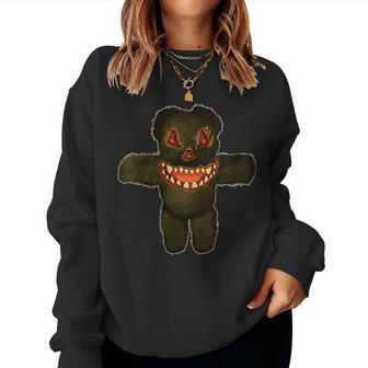 Scary Jack Olantern Teddy Bear Halloween Women Sweatshirt | Mazezy