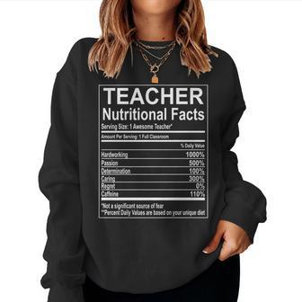 School Teacher Nutrition Facts Educator Women Sweatshirt | Mazezy