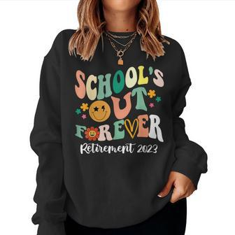 Schools Out Forever Retired Teacher Gifts Retirement 2023 Women Crewneck Graphic Sweatshirt - Seseable