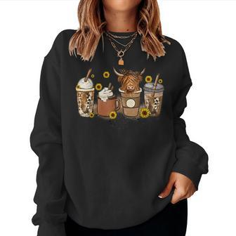 Scottish Highland Cow Sunflower Fall Vibes Coffee Lover For Coffee Lovers Women Sweatshirt | Mazezy
