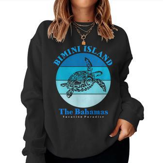 Sea Turtle Bimini Island Bahamas Ocean Women Crewneck Graphic Sweatshirt - Seseable