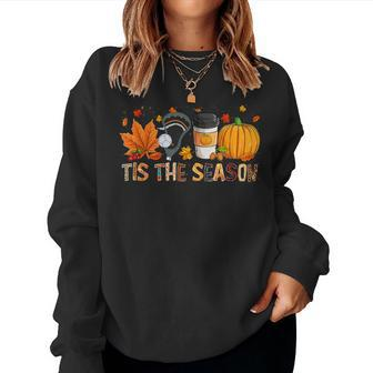 The Season Leopard Pumpkin Lacrosse Halloween Fall Leaf Halloween Women Sweatshirt | Mazezy