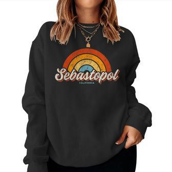 Sebastopol California Ca Vintage Rainbow Retro 70S Women Sweatshirt | Mazezy