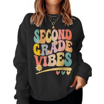 Second Grade Vibes For Girls Boys 2Nd Grade Teacher Women Crewneck Graphic Sweatshirt - Seseable