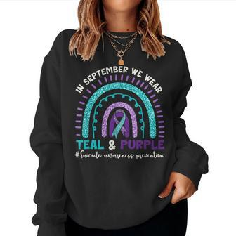 In September Wear Teal Purple Rainbow Suicide Prevention Women Sweatshirt - Seseable
