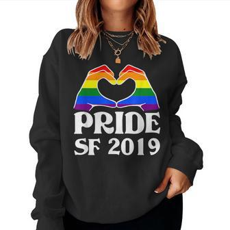 Sf Pride Parade 2019 Gay Pride Rainbow Hands Heart Women Sweatshirt | Mazezy