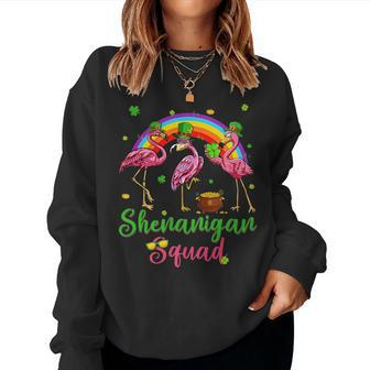 Shenanigan Squad Irish Flamingo Leprechaun St Patricks Day Women Sweatshirt | Mazezy