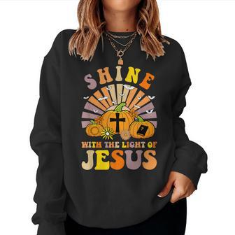Shine With The Light Of Jesus Christian Lover Halloween Fall Women Sweatshirt - Monsterry