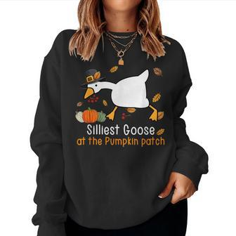 Silliest Goose At The Pumpkin Patch Silly Goose Fall Vibes Women Sweatshirt | Mazezy