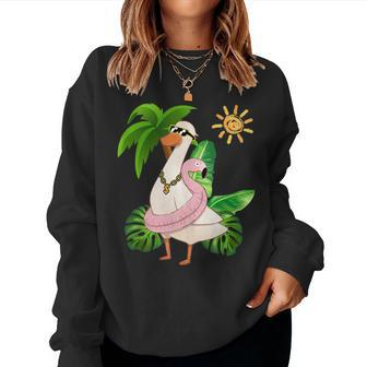Silly Goose Flamingo Summer Vibes Beach Women Sweatshirt | Mazezy