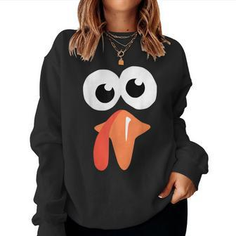 Silly Turkey Face Thanksgiving Fall Joke Humor Women Sweatshirt - Thegiftio UK