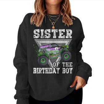 Sister Of The Birthday Boy Monster Truck Birthday Family Women Sweatshirt - Thegiftio UK