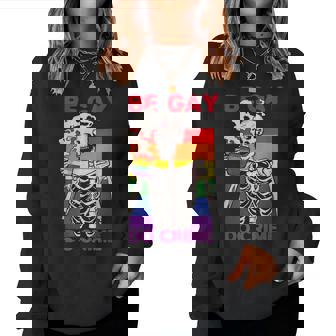 Skeleton Be Gay Pride Do Crime Rainbow Lgbtq Pride Women Sweatshirt | Mazezy
