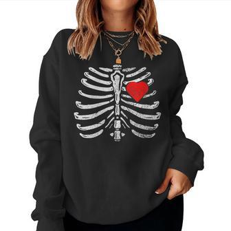 Skeleton Heart Rib Cage Xray Halloween Halloween Sweatshirt | Mazezy